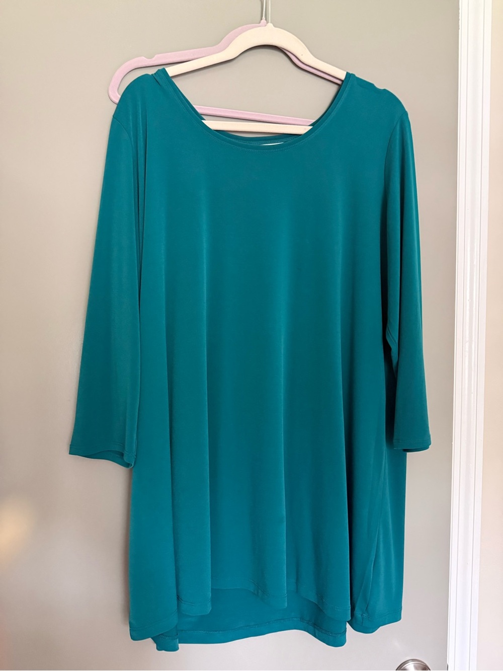 Susan Graver Teal Three-Quarter Sleeve Tunic